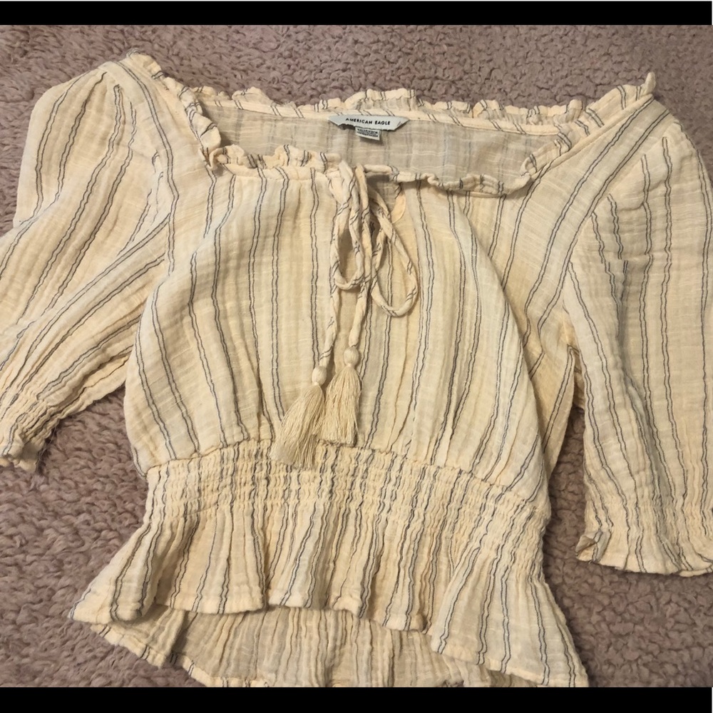Tan crop Top with a tie front